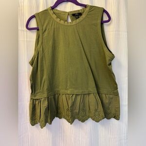 J. Crew Green Boxy Peplum Tank Top